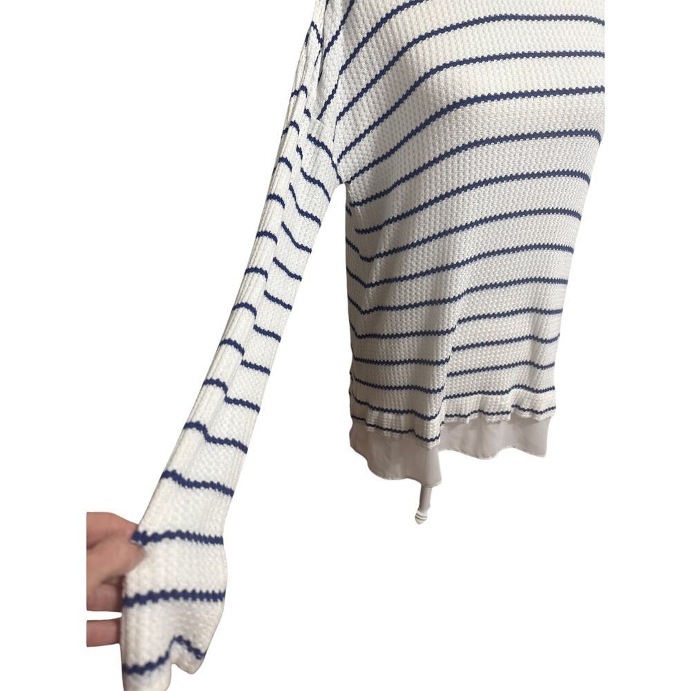 Anthropologie Stripped Women's Crewneck Sweater Whie/Blue Size Large - Picture 5 of 11